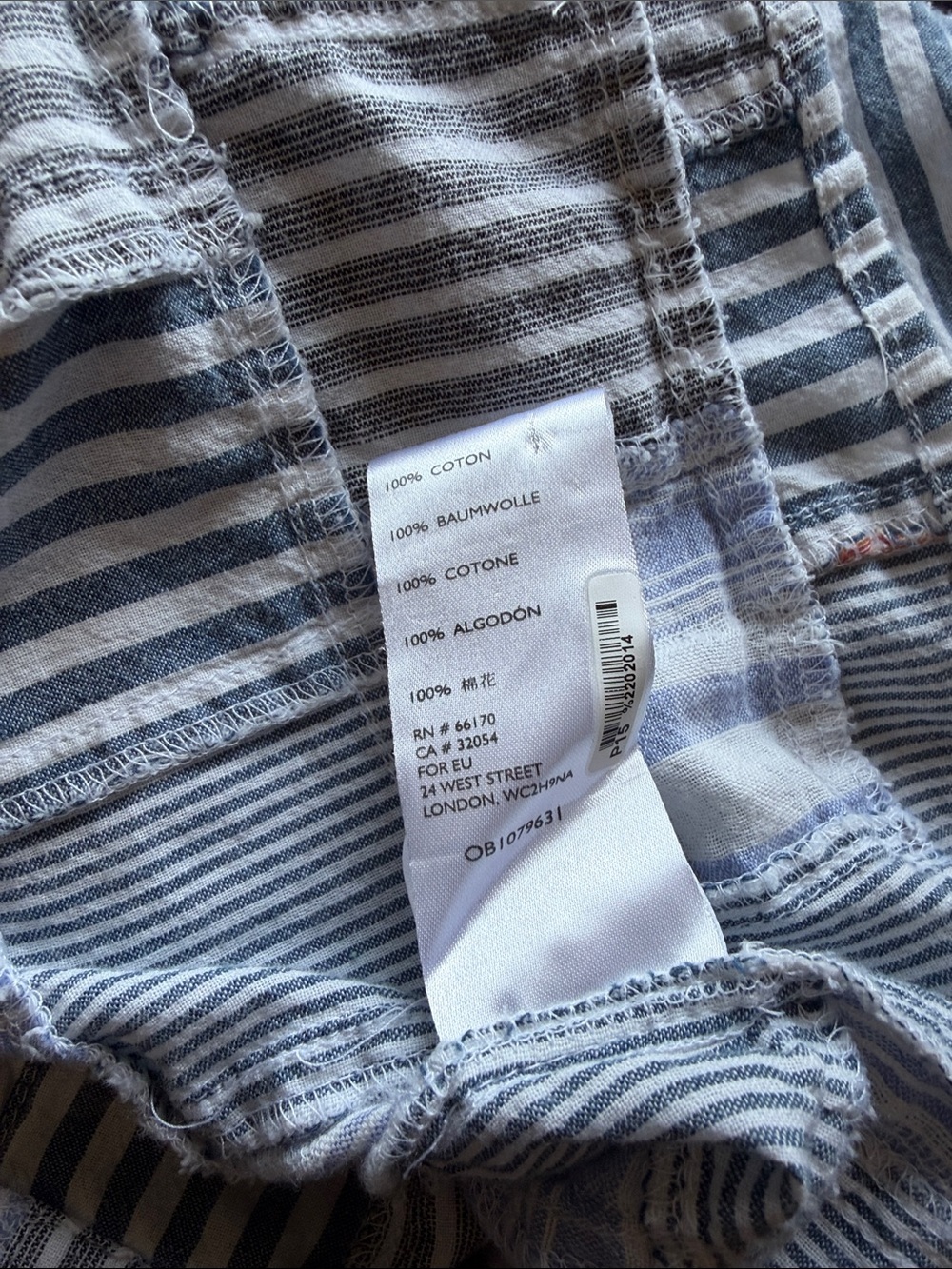 Anthropologie Maeve Stripe Patchwork Swing Shirt Henley Zoe Linen Top Blue Sz S - Picture 11 of 14